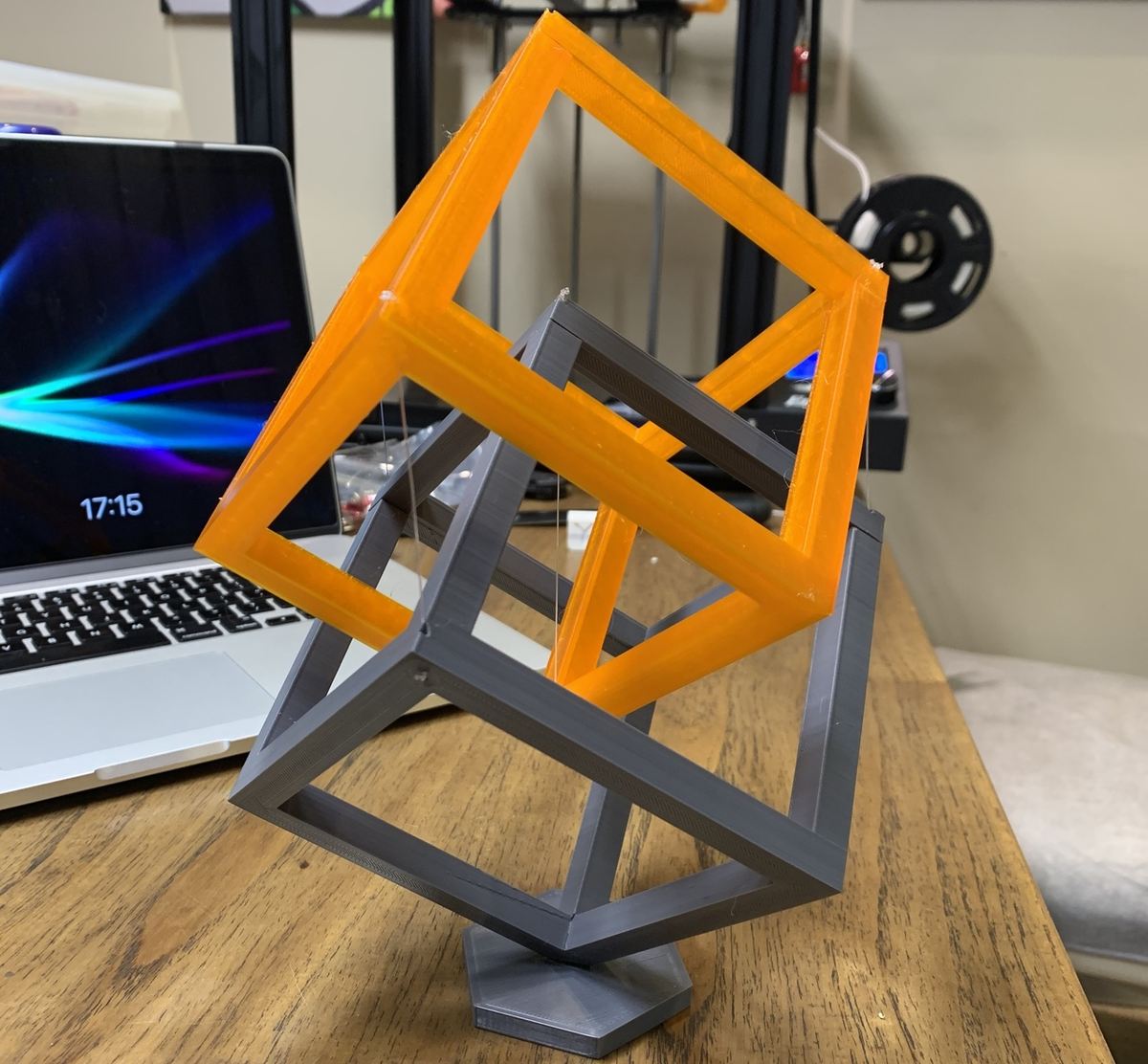 This floating cube illusion has a base