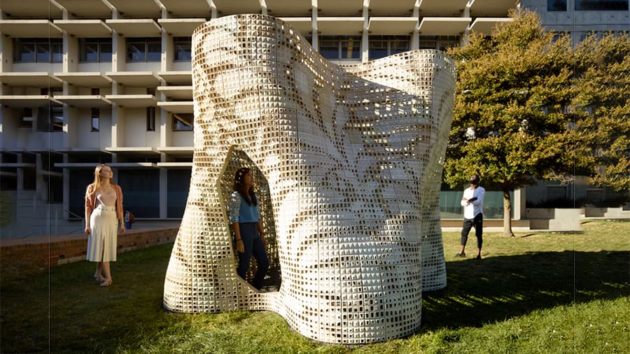 It's 840 cement polymer pieces held by a stainless steel frame