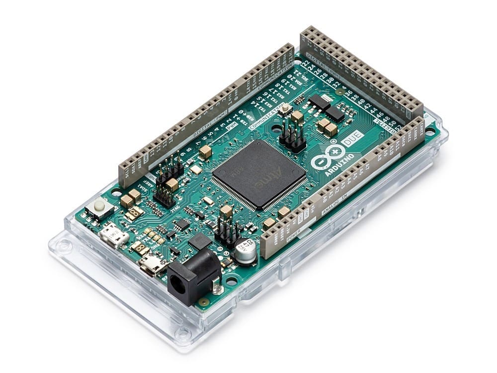 The Arduino Due has an upgrade of a 32-bit processor