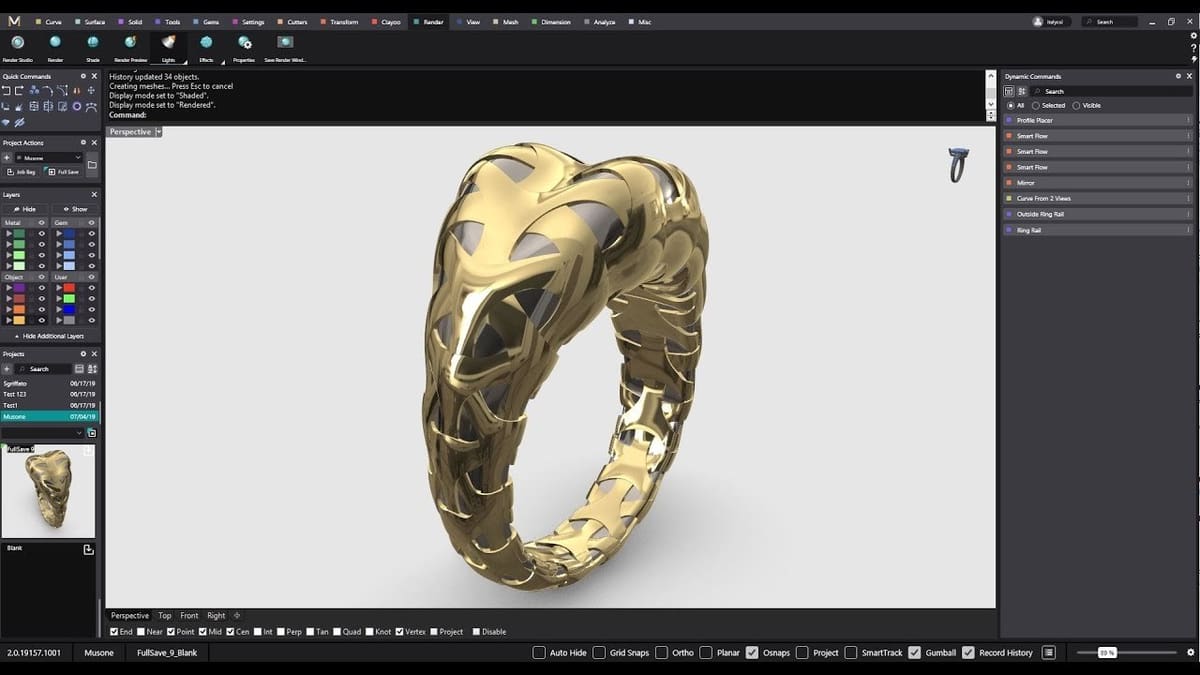 MatrixGold keeps a parametric history of your design