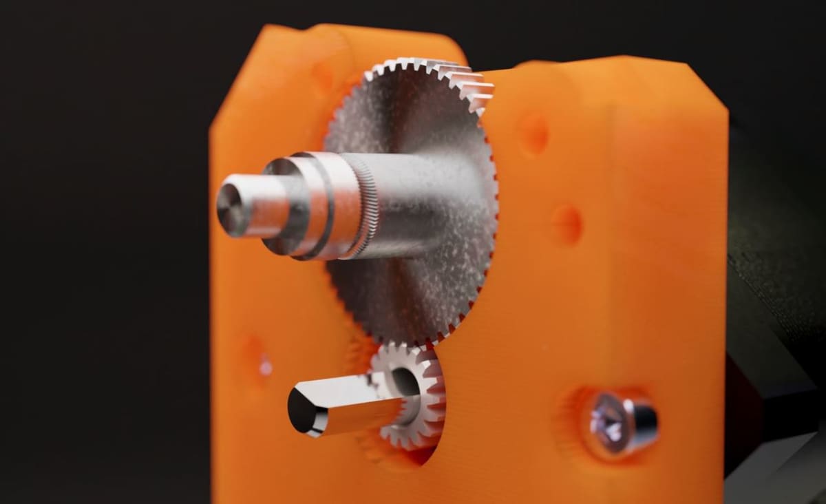 There's a 3:1 drive gear ratio on the Mini's stock extruder