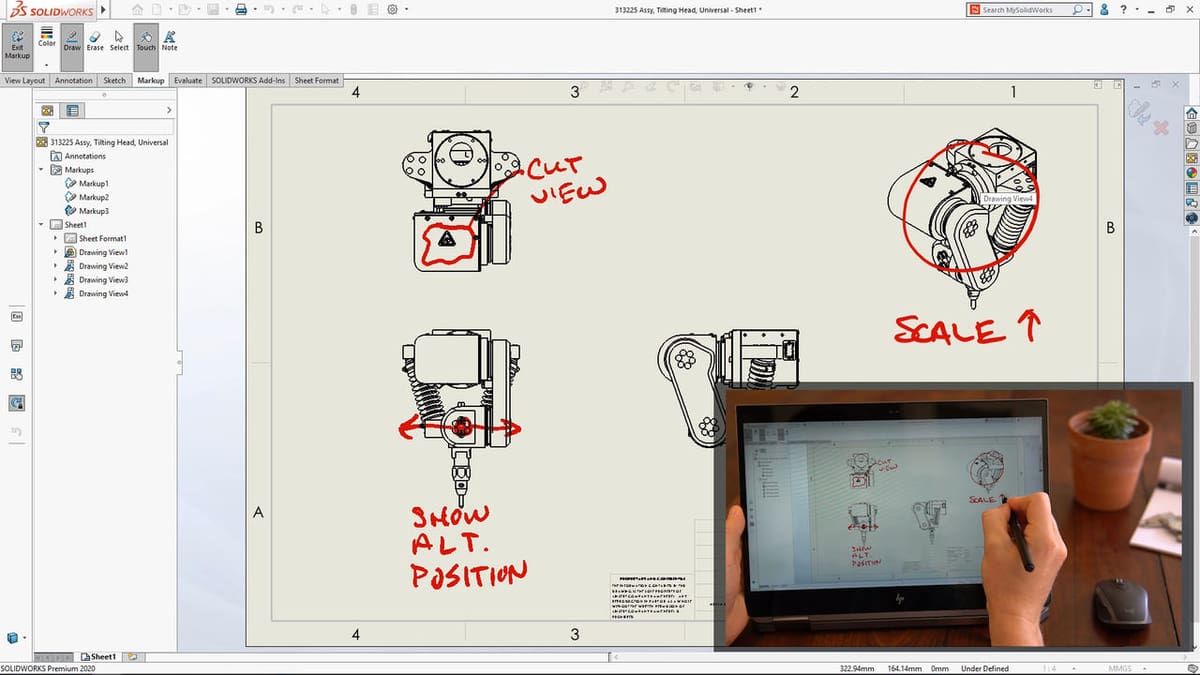SolidWorks Markup allows contributors to draw collaboratively in real time