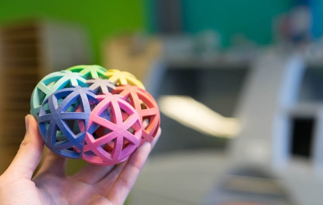 Binder jetting can print multicolor models like this one