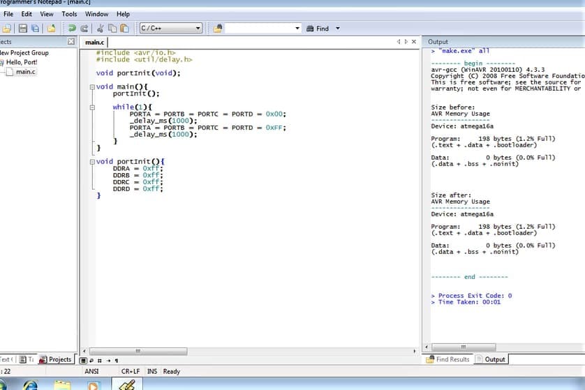 WinAVR, a popular development tool