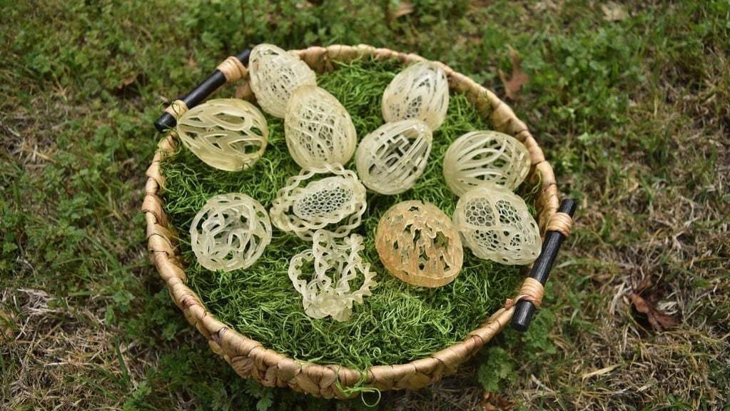 Dyeing or painting these eggs will really bring out the detail