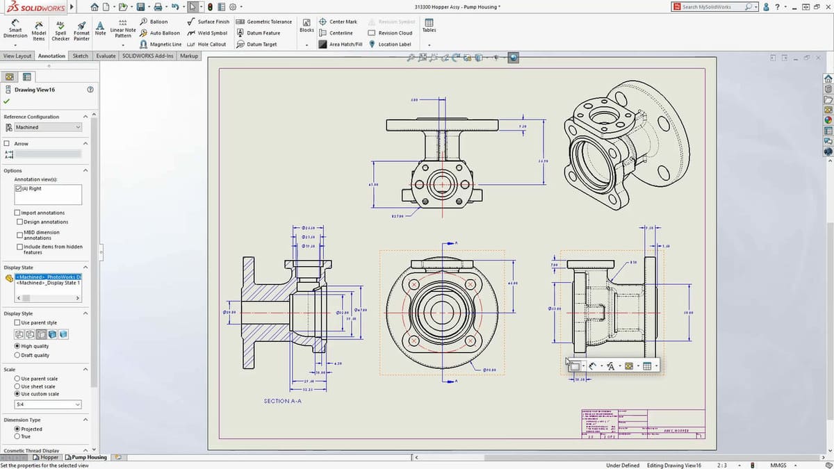 A valve exemplifying the high quality drawing design