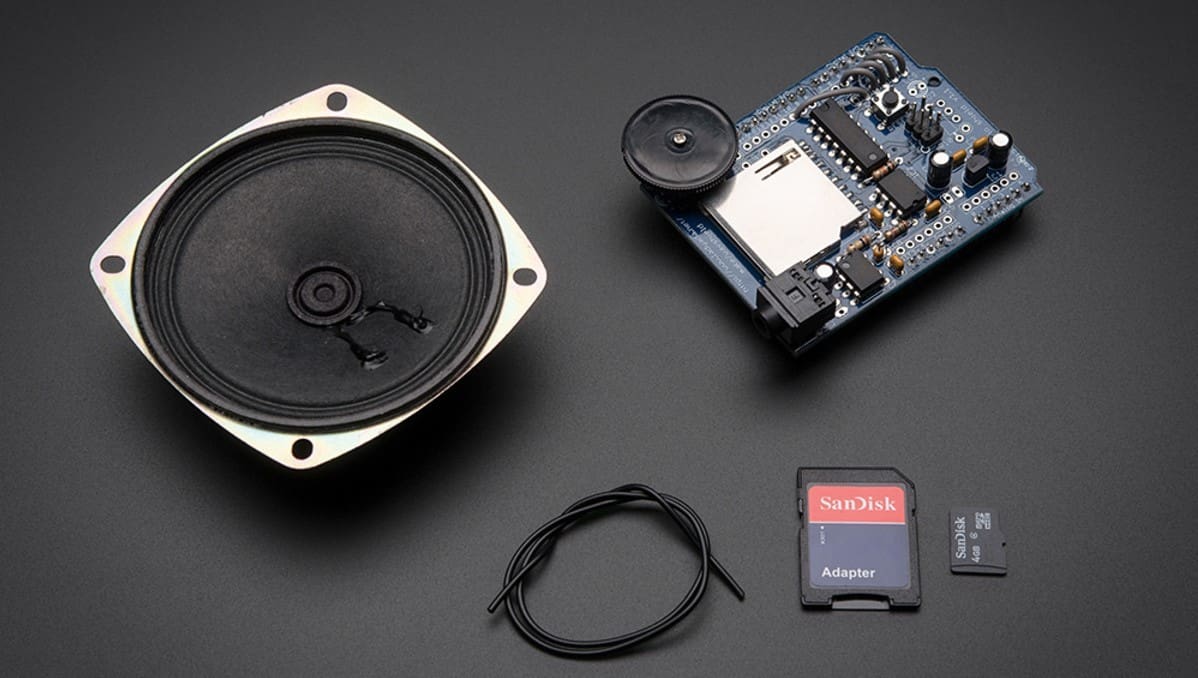Specialized add-ons called shields allow for more advanced uses of your Arduino, like making a sound-effects box