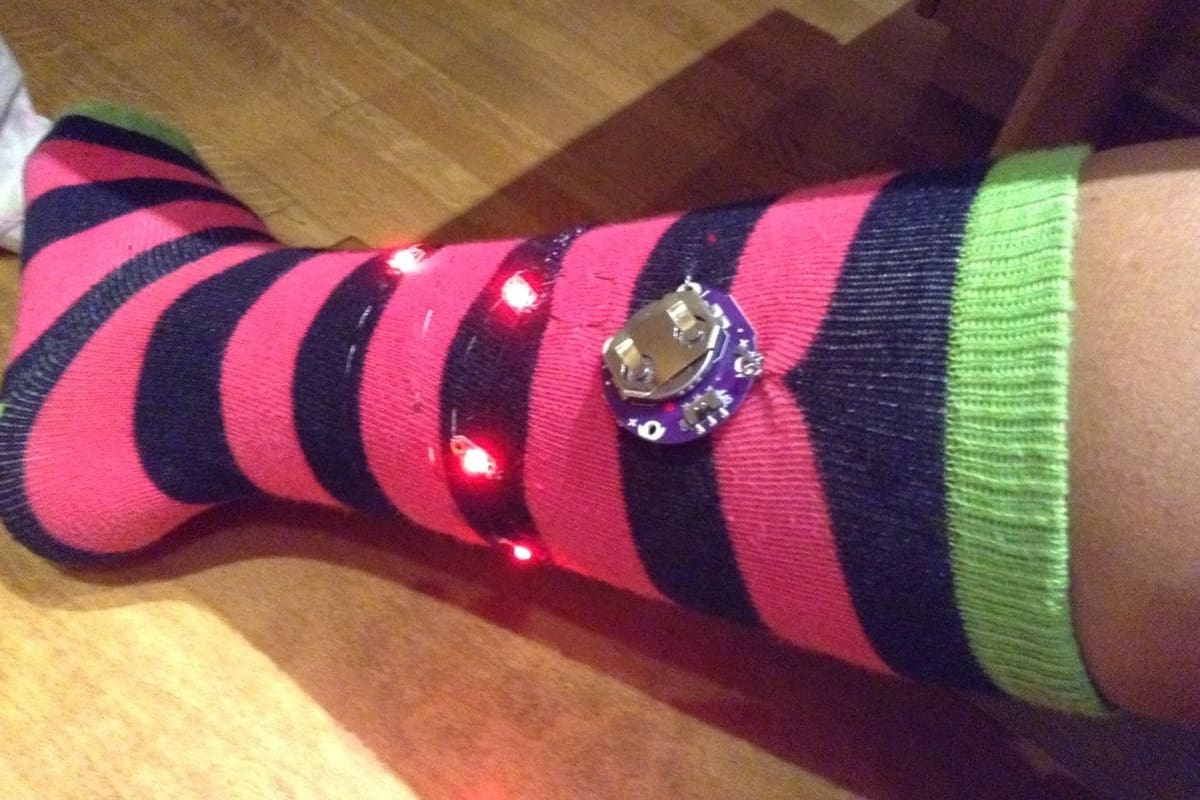The Lilypad sewable electonics kit turns your clothing into LED signs