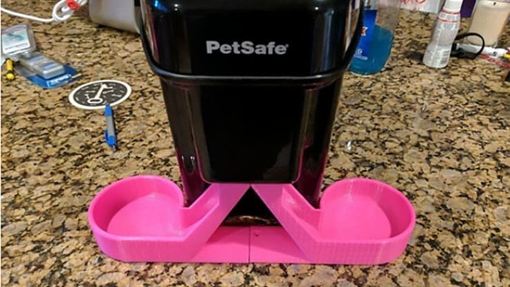 Two felines, one feeder
