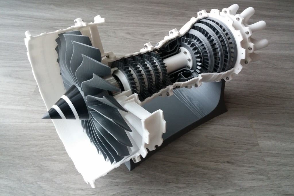 This model shows how a 2-spool high bypass turbofan works
