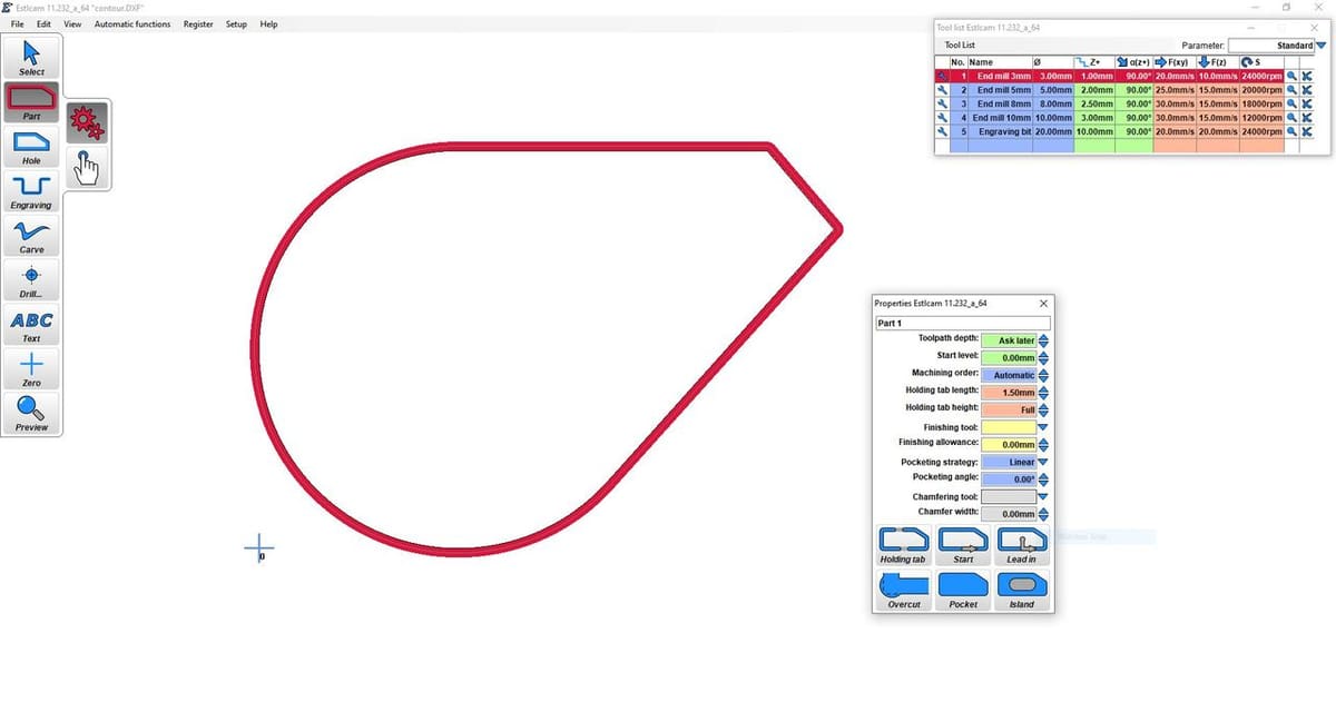 Toolpath configuration in Estlcam