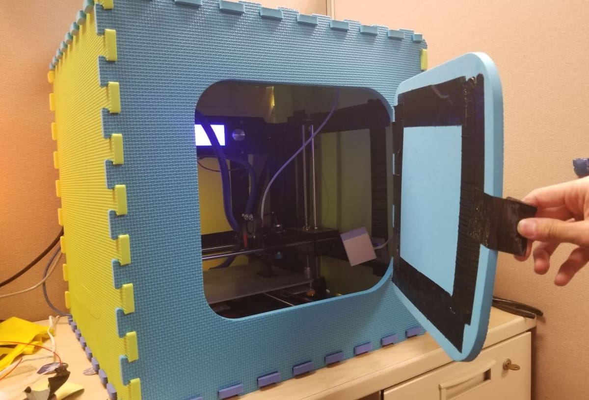 An exercise mat enclosure isn't the best looking, but it works