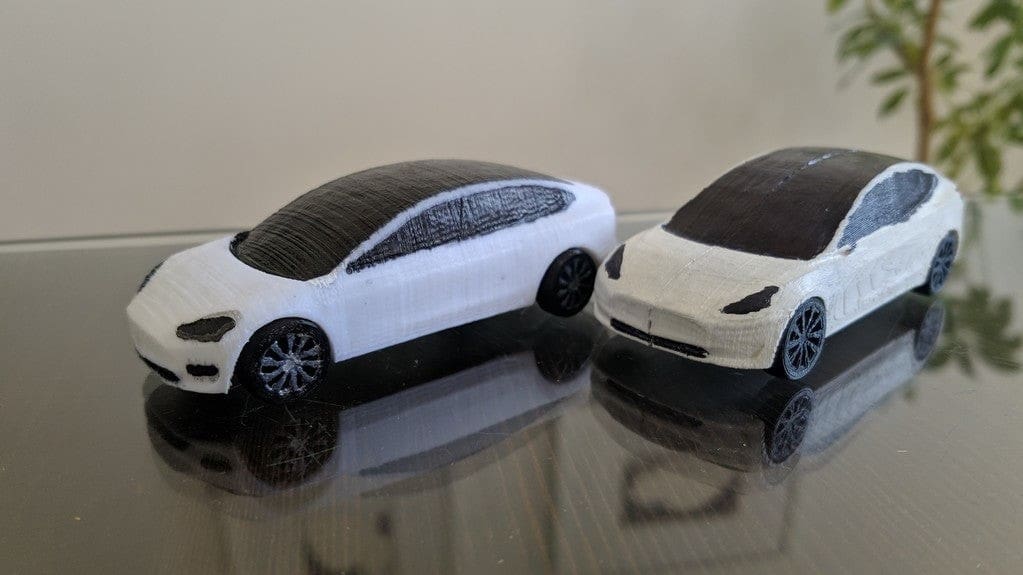 This toy car uses filament for its axles