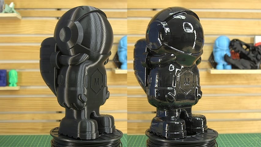 Although the surface is smooth and shiny, layer lines can still be seen