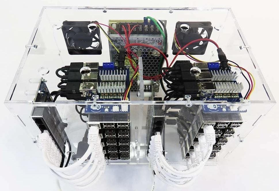 The Pi 4 and the Tinker Board can be daisy-chained into a cluster PC