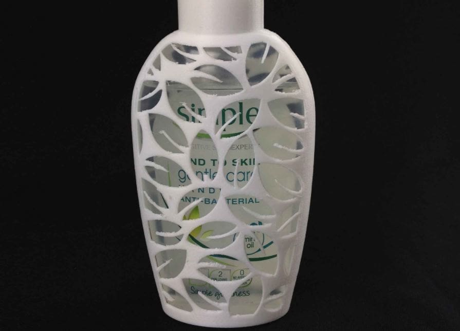 This soap cover has a leafy design on it