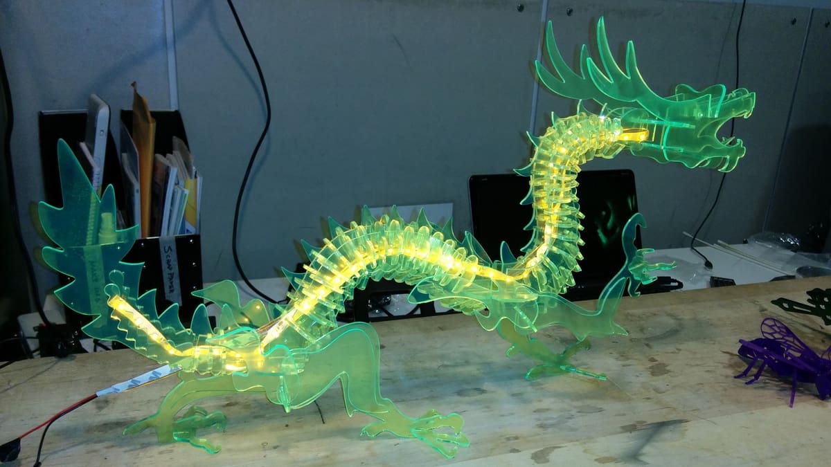 This dragon was made from acrylic and a laser cutter