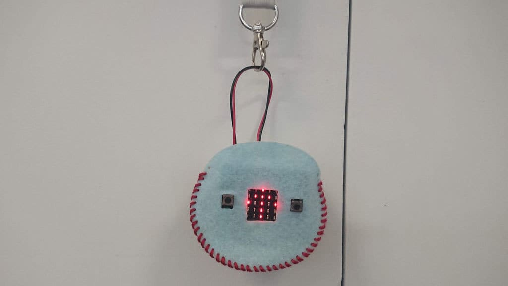A felt badge made with a Micro Bit