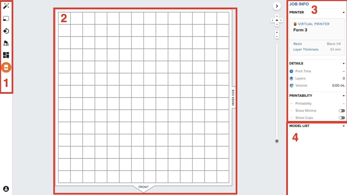 PreForm has a clean and simple layout