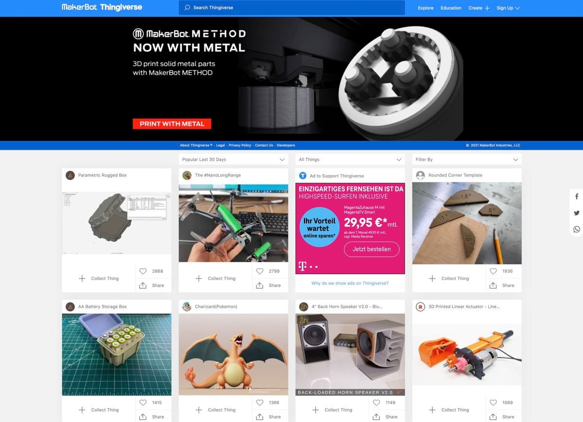 Image of Free STL Files for 3D Printing: Thingiverse