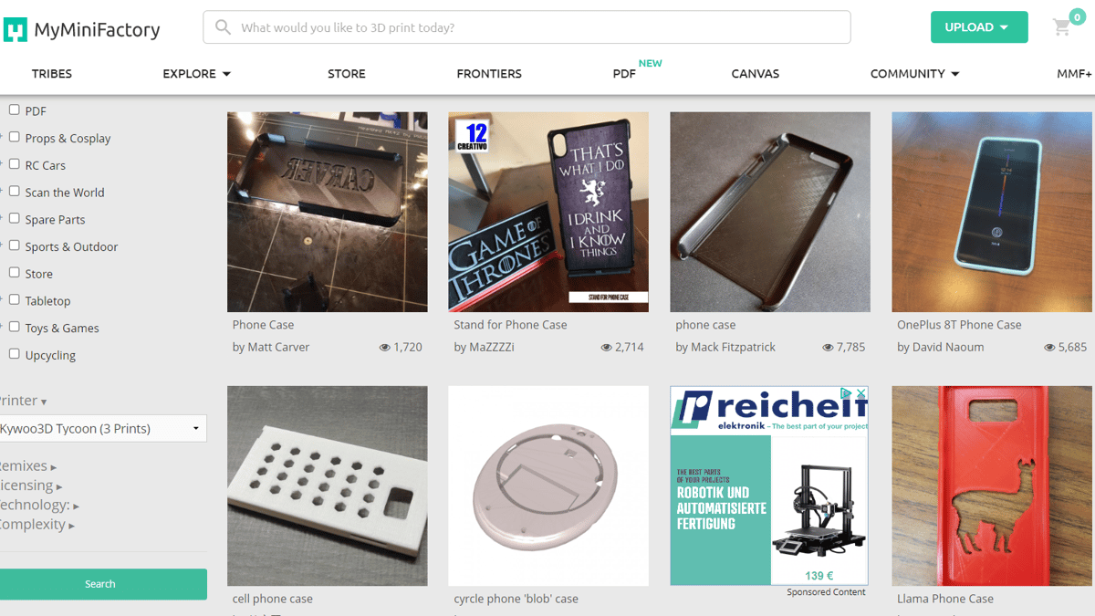 MyMiniFactory offers both free and paid models