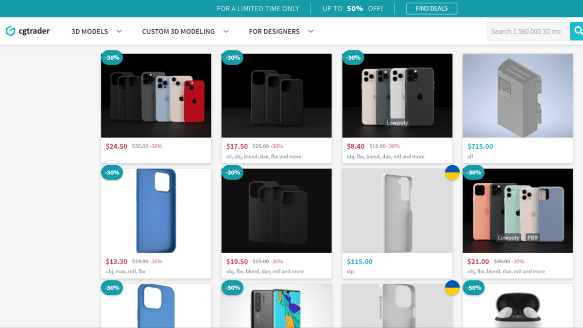 Models from CGTrader vary widely in price