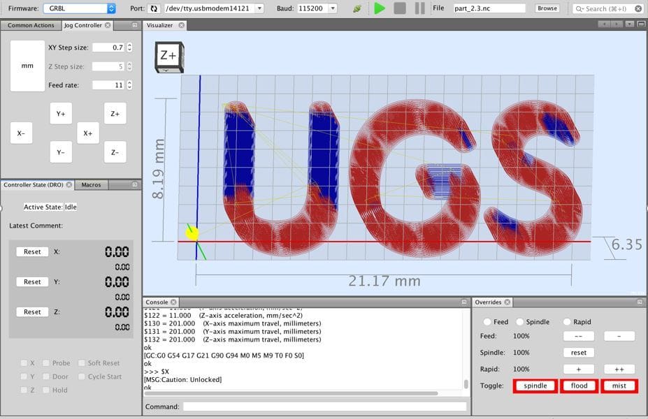 Universal Gcode Sender, one of the most popular ways to send GRBL commands.