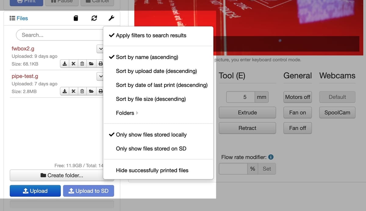 OctoPrint's File Manager