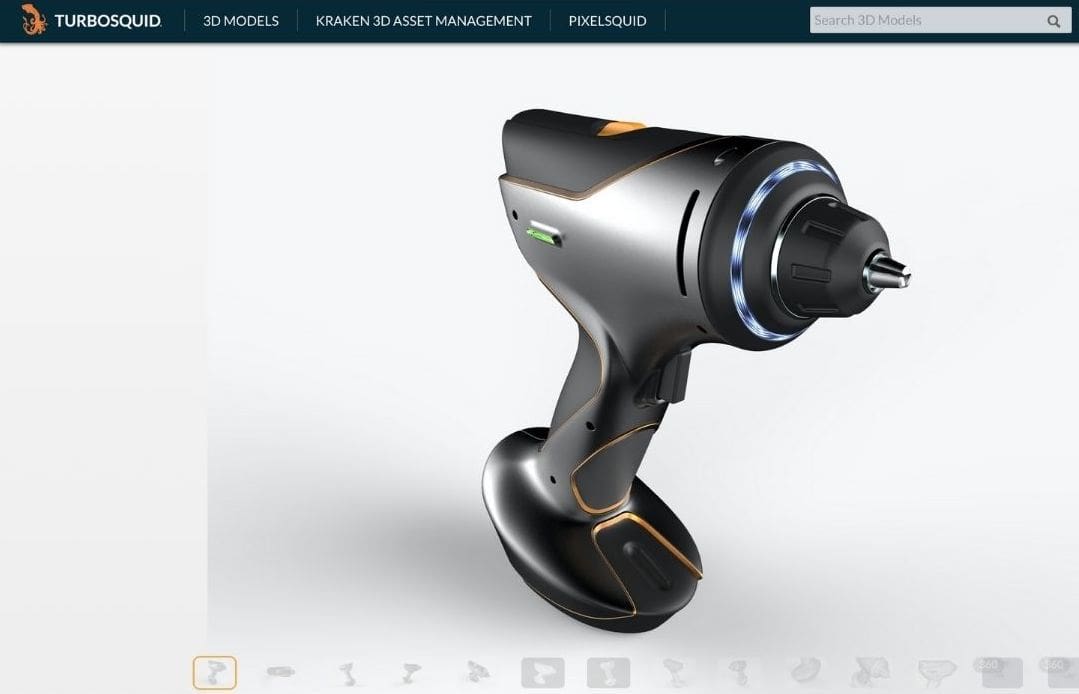 An FBX drill model available for free on TurboSquid