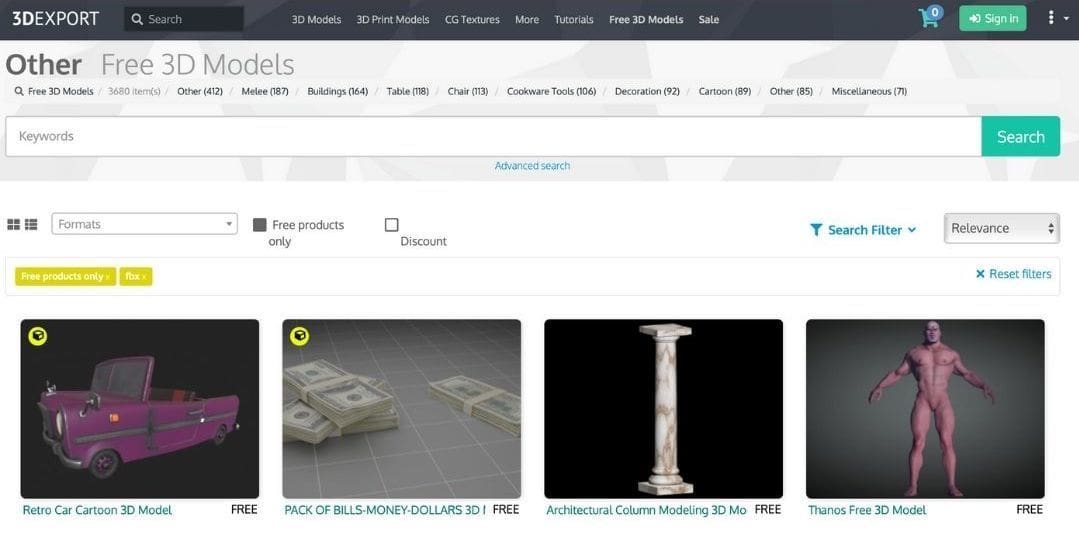 Some decent models are up for grabs on 3DExport