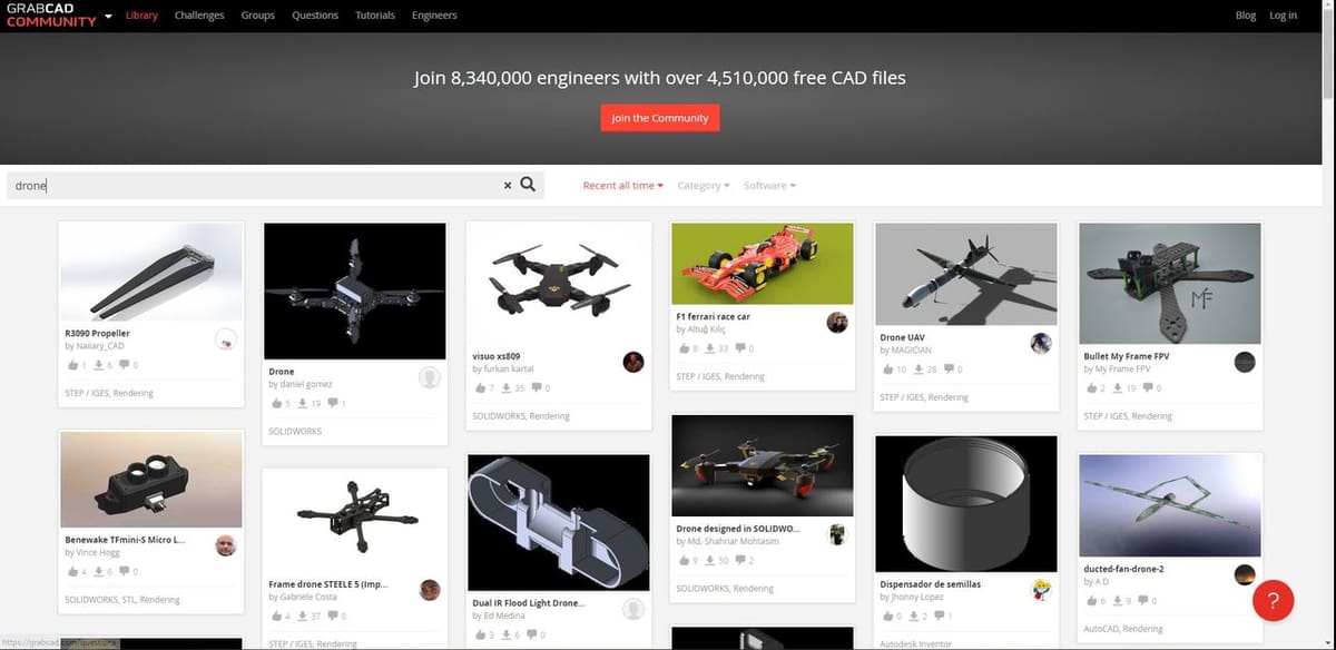 Image of Free STL Files for 3D Printing: GrabCAD Community Library