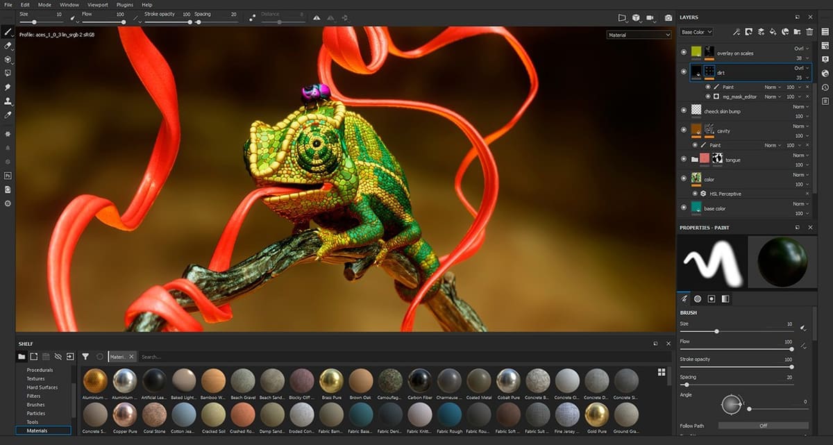 Substance Painter applies stunning materials, created in Designer, to models and terrain