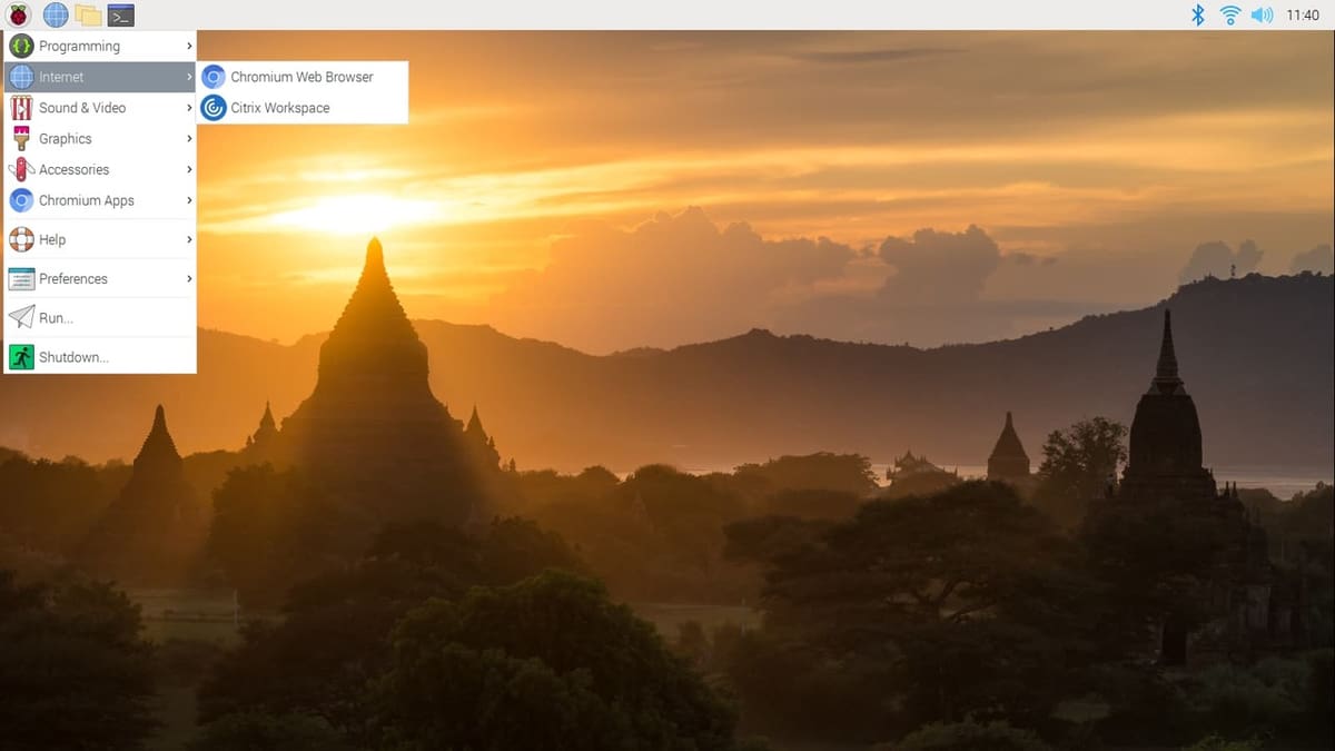 The peaceful Raspberry Pi OS default background