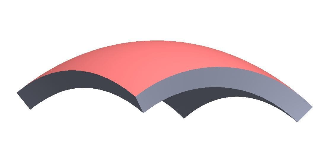 The red surfaces was thicken into a solid slab.