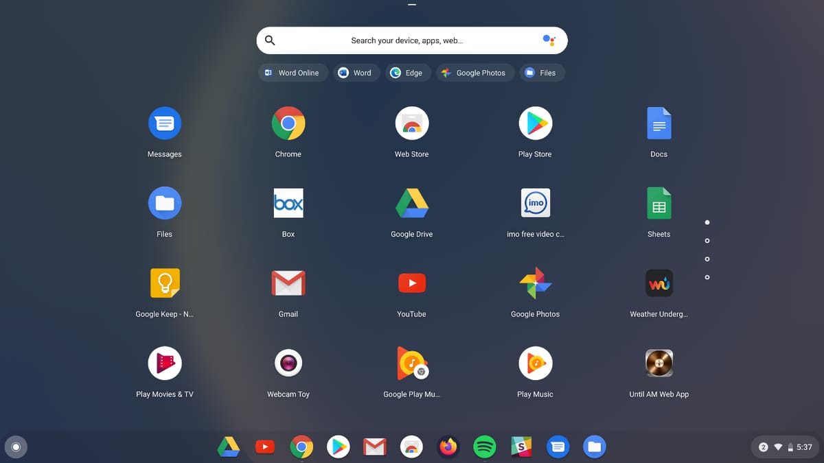 Chrome OS offers all the standard Google apps