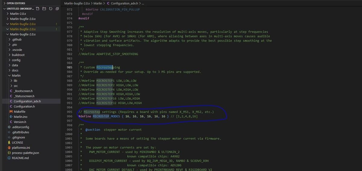 You can set the stepper motor microstepping values in Marlin firmware