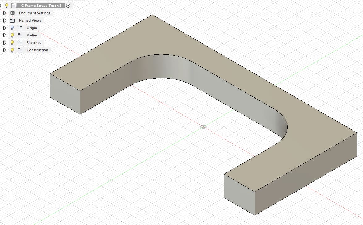 Our example C-frame test part