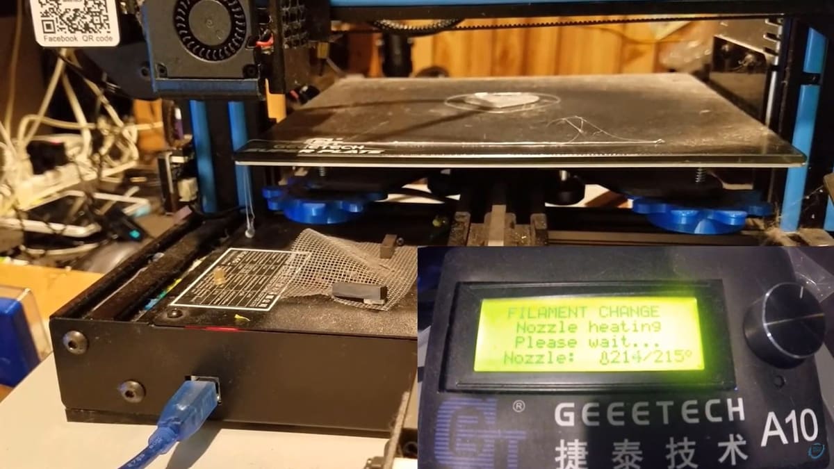 Once you click the knob after the print has paused, the nozzle will reheat to the printing temperature