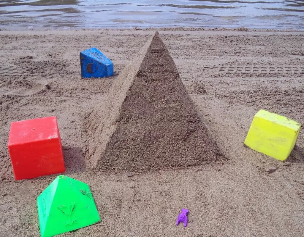 Pyramids in the sand, fall in the sea, eventually