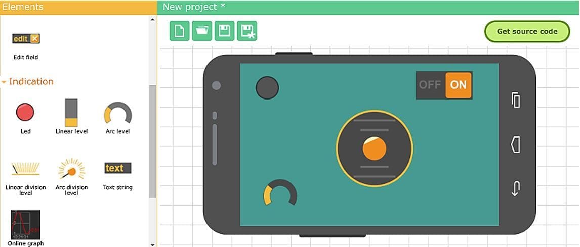 Creating an app is done by simply dragging and dropping controls