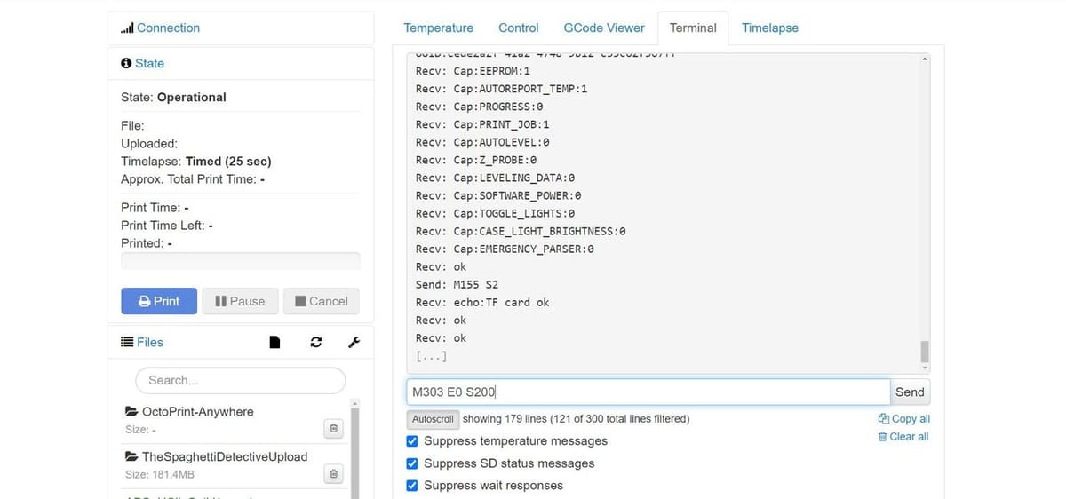 OctoPrint has a great G-code terminal integrated into their interface