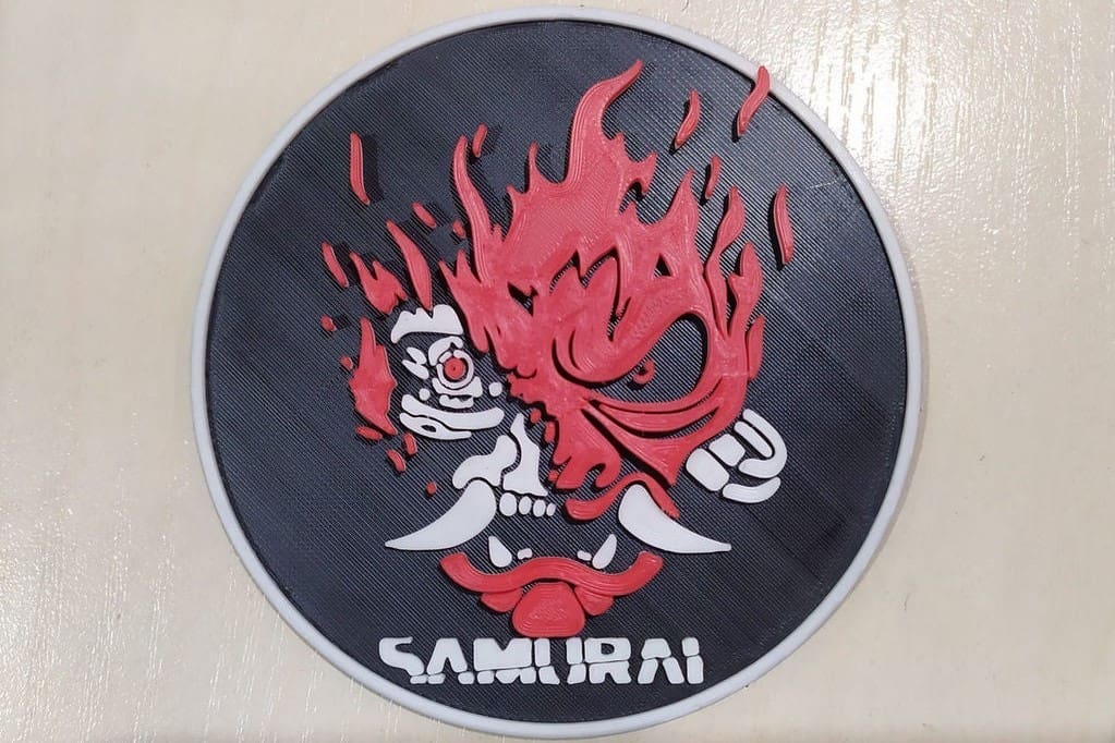 This badge iconifies the impact that advanced technology and Japanese culture have on Night City