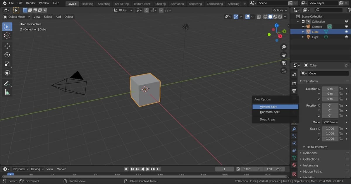 Create as many split areas as you need to work on your project