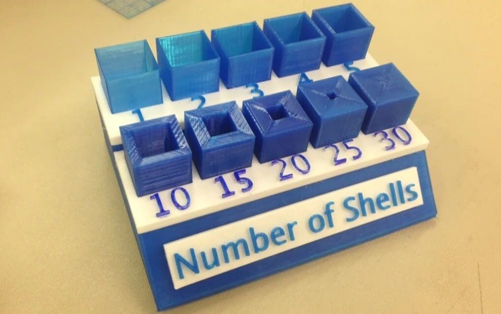 Shells are the layers of material that separate the outside of a print from the infill