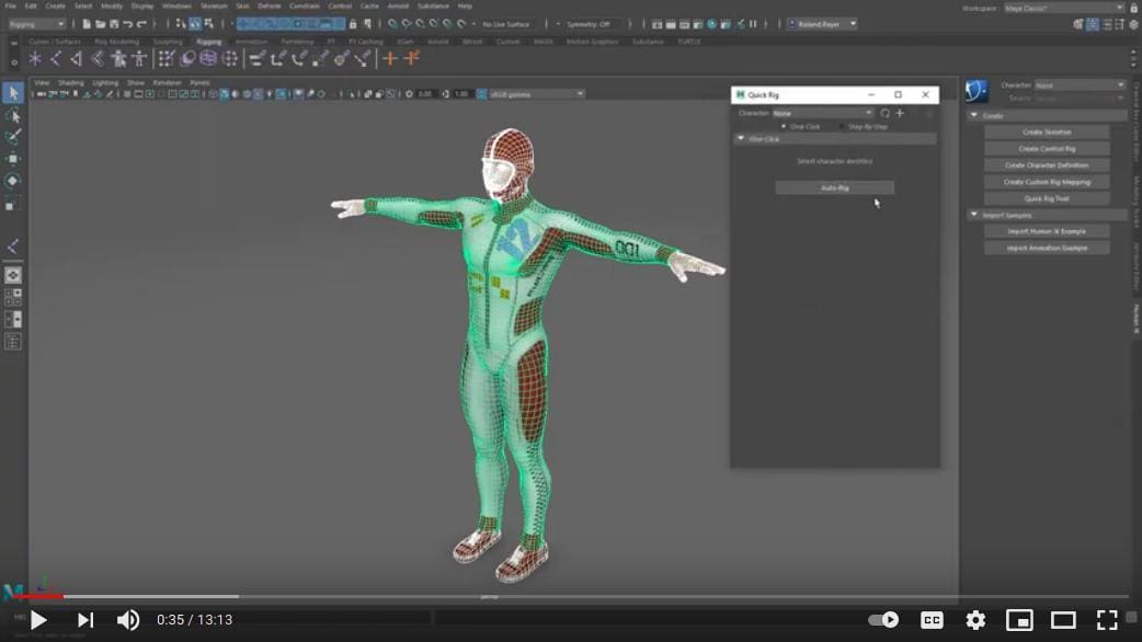Quickly add skeleton parts to your character via Quick Rig