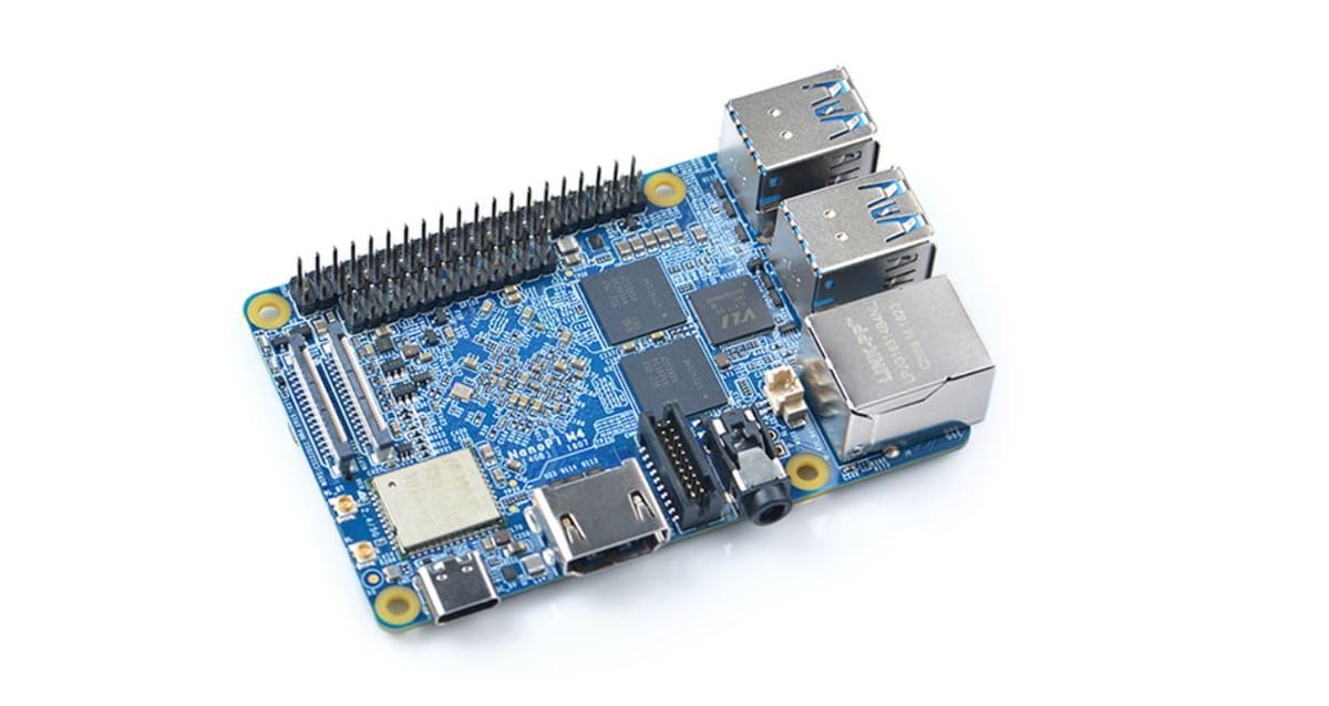 The NanoPi M4B is the same size as the Raspberry Pi 3B+