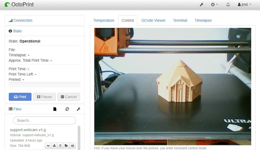 OctoPrint allows users to control 3D printers from a distance