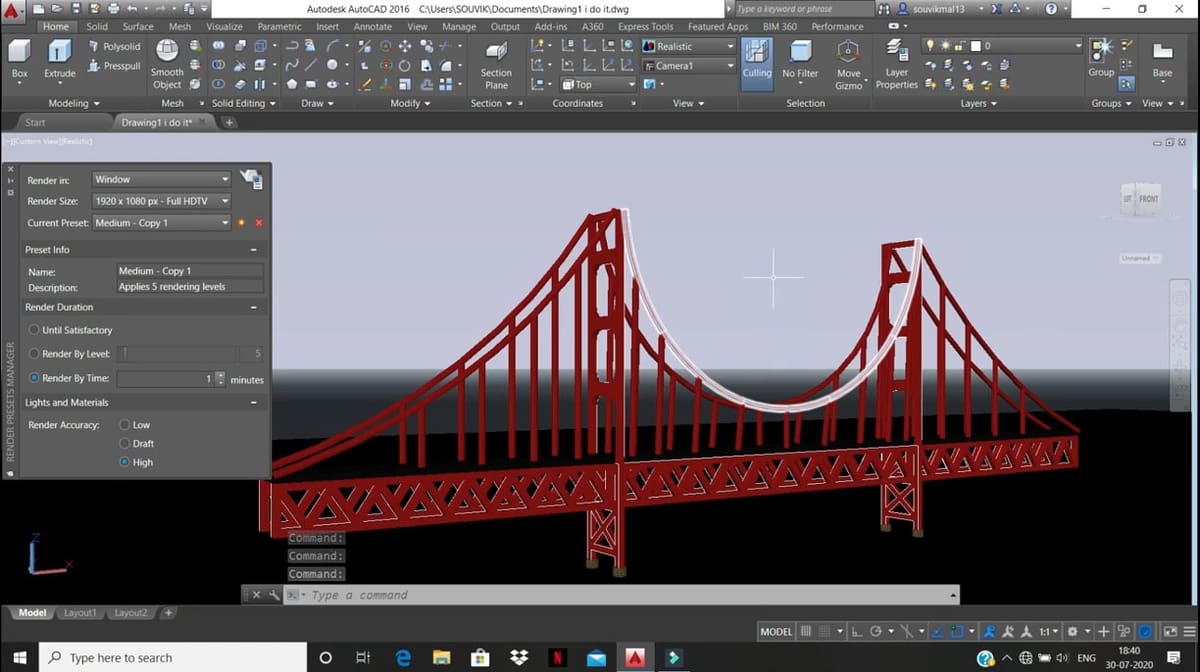 You can desing a suspension bridge using AutoCAD, or your own CNC machine using Fusion 360