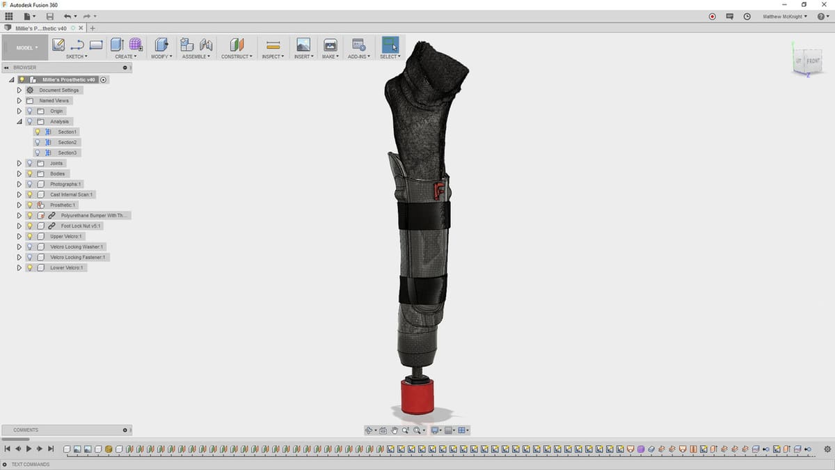 This 3D printed prostetic leg for a dog was modeled using Fusion 360
