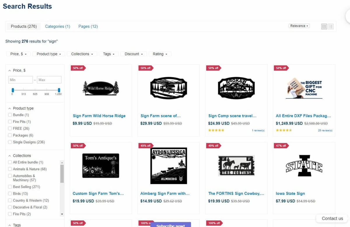 DXFforCNC has many filters that will narrow your search